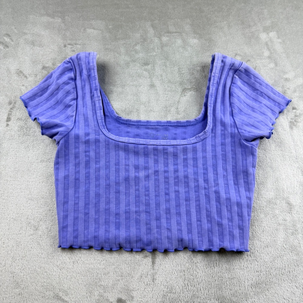 OFFLINE by Aerie Women's M Medium Ribbed Square Neck Crop Top Purple